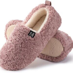 Women's Faux Shearling Slippers Memory Foam Rubber Sole Slip-On Pink 8